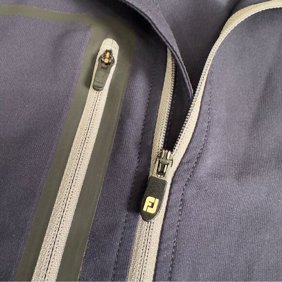 FootJoy Half Zip Golf Pullover Jacket Men Large Navy Blue Gray Zip Pocket - Picture 5 of 10